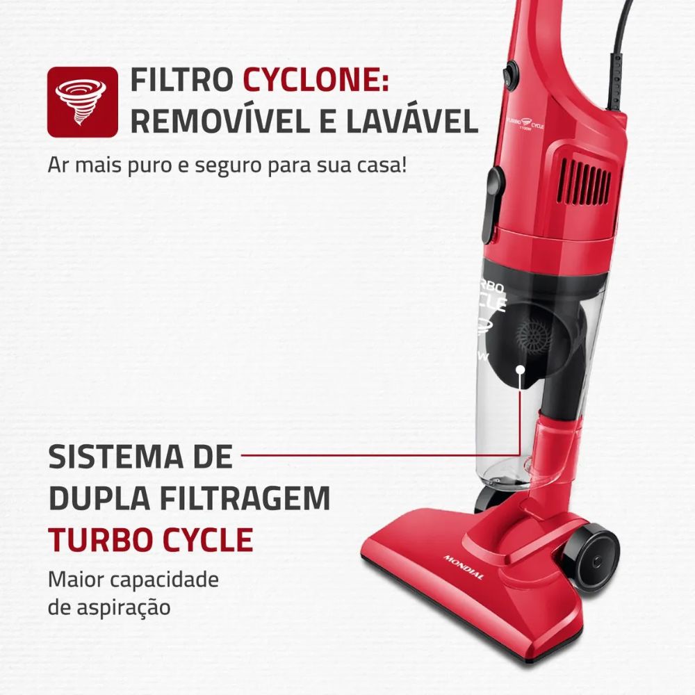 Aspirador de Pó Vertical 2 em 1 Mondial Turbo Cycle 1100W 220V AP36, , large image number 2