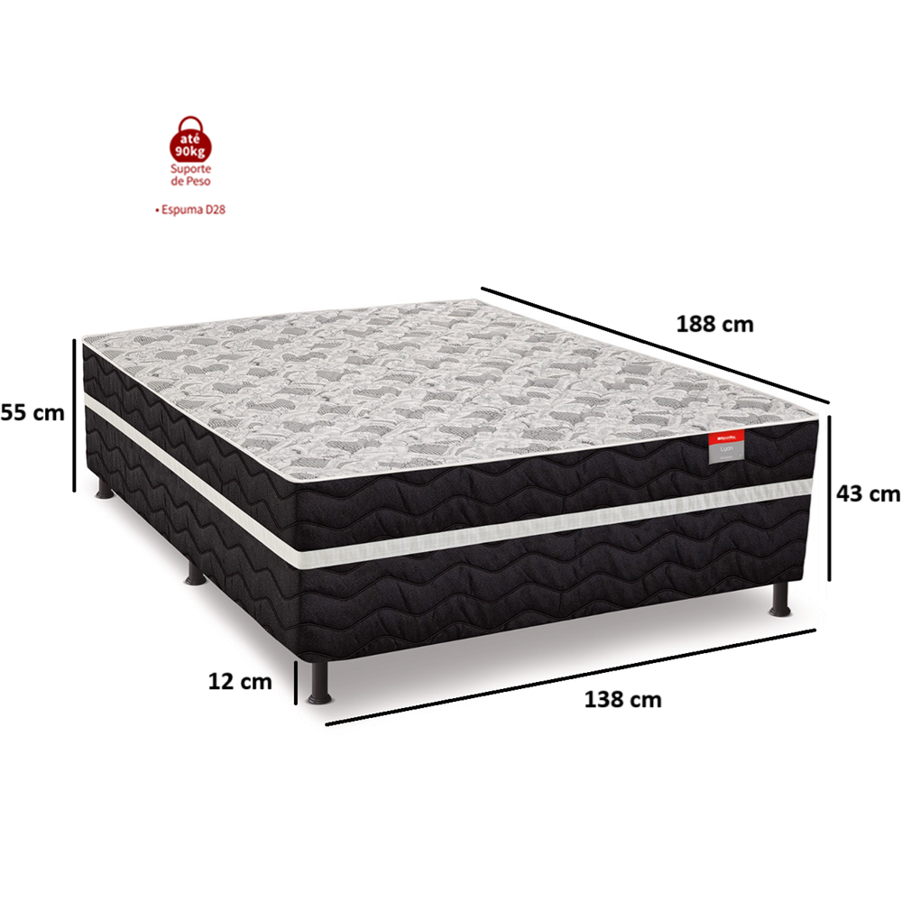 Cama Box Conjugada Casal Espuma D28 Lyon 188x138x55 cm Reconflex, , large image number
