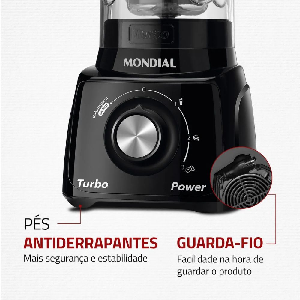 Liquidificador Mondial Preto Turbo Com Filtro 2,2 Litros 550W 220V L99FB, , large image number 6