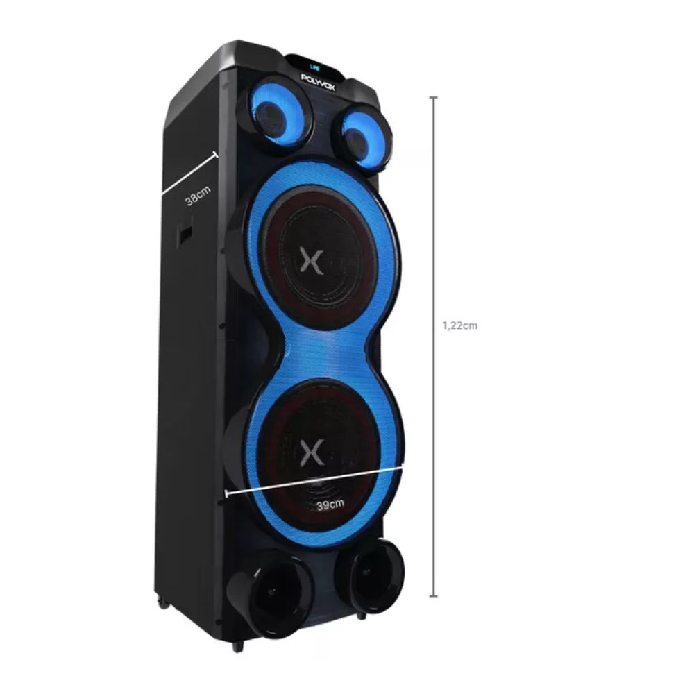 Caixa de Som Torre XT-2212T Polyvox Bluetooth Amplificada Party Leds FM Bivolt, APP, 2500W 	, , large image number 4
