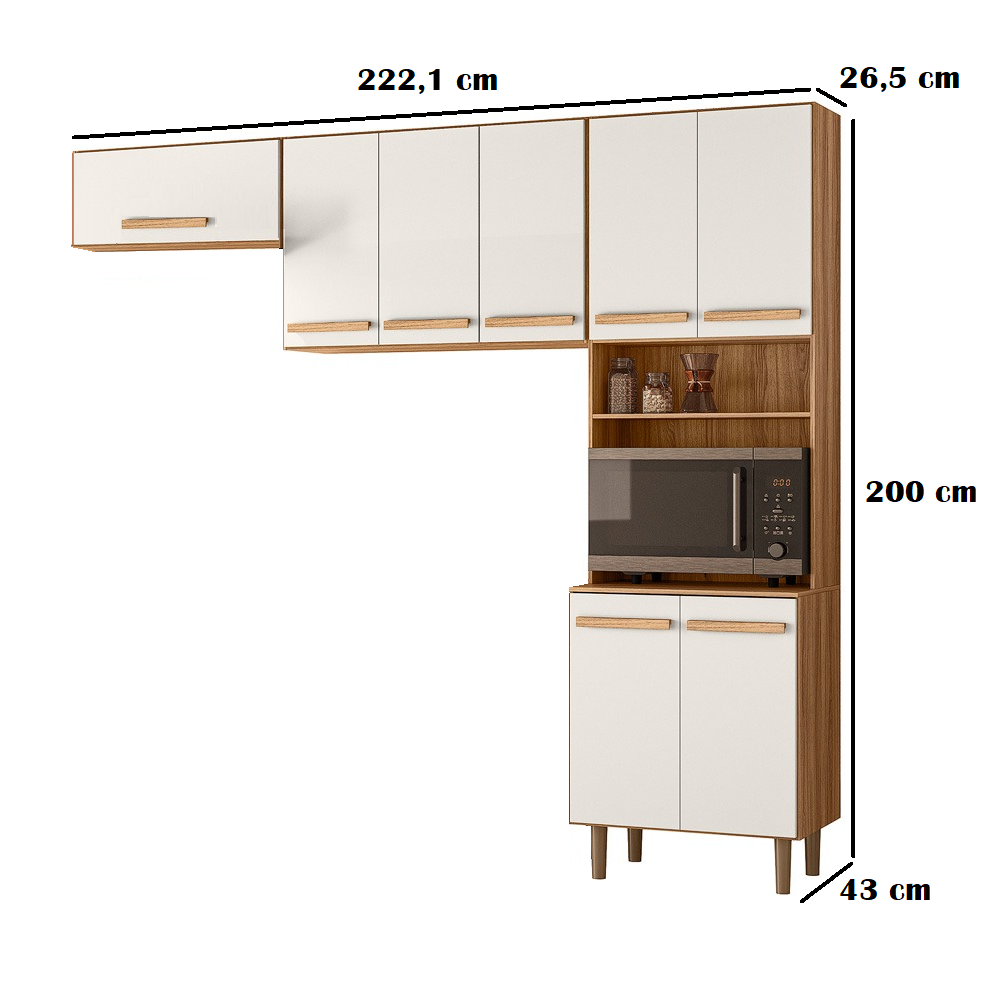 Cozinha Completa Nicioli Lemon 10 Portas 1 Gaveta Freijo Off White, , large image number 3