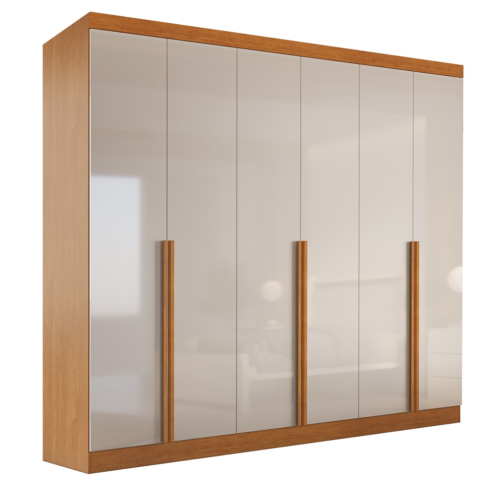 Guarda-Roupa Casal 6 Portas 6 Gavetas Nature/Off White Bianchi Alvorada, , large image number 1