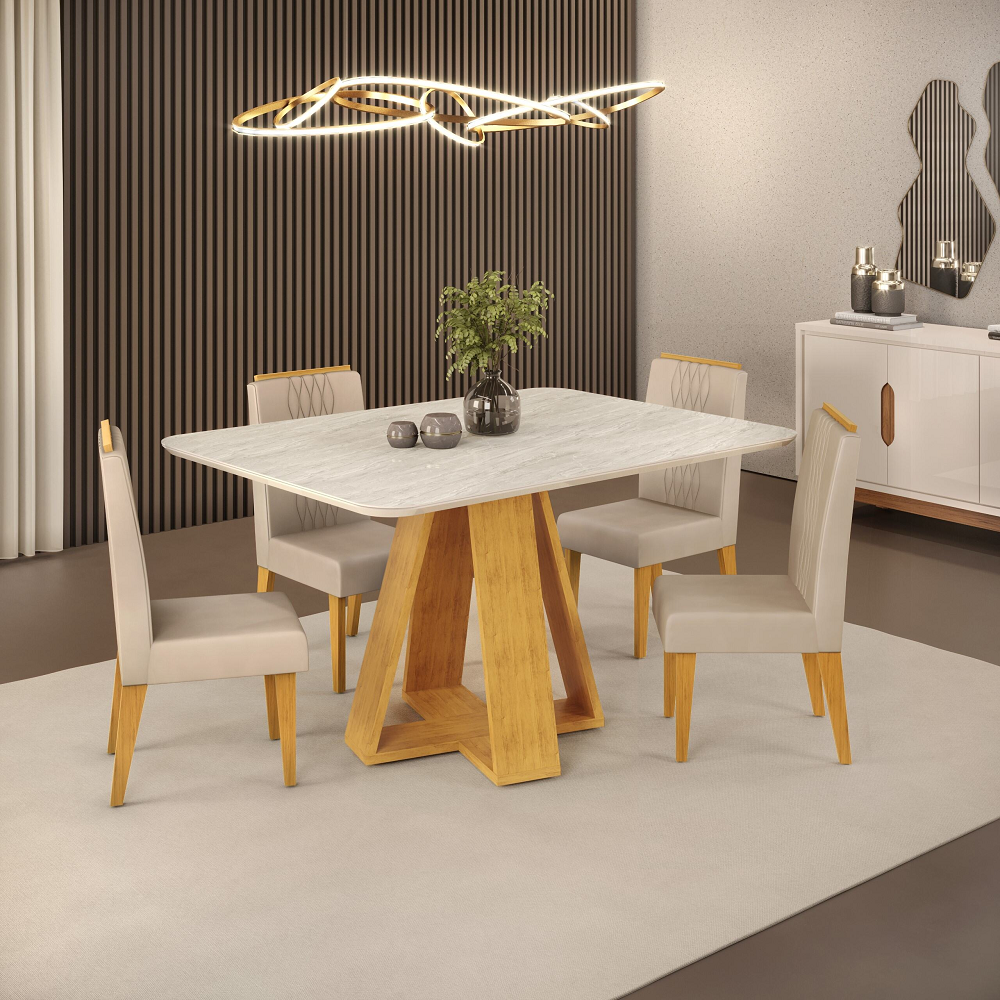 Mesa de Jantar com 4 Cadeiras Lia Retangular 120 x 90cm DJ Móveis Celeste, , large image number 1