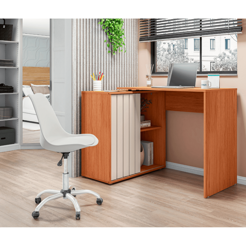 Mesa de Computador Caemmun Canto e Reta Tech L&acirc;mina 140 cm Mel/Cac&atilde;o, , large image number 3