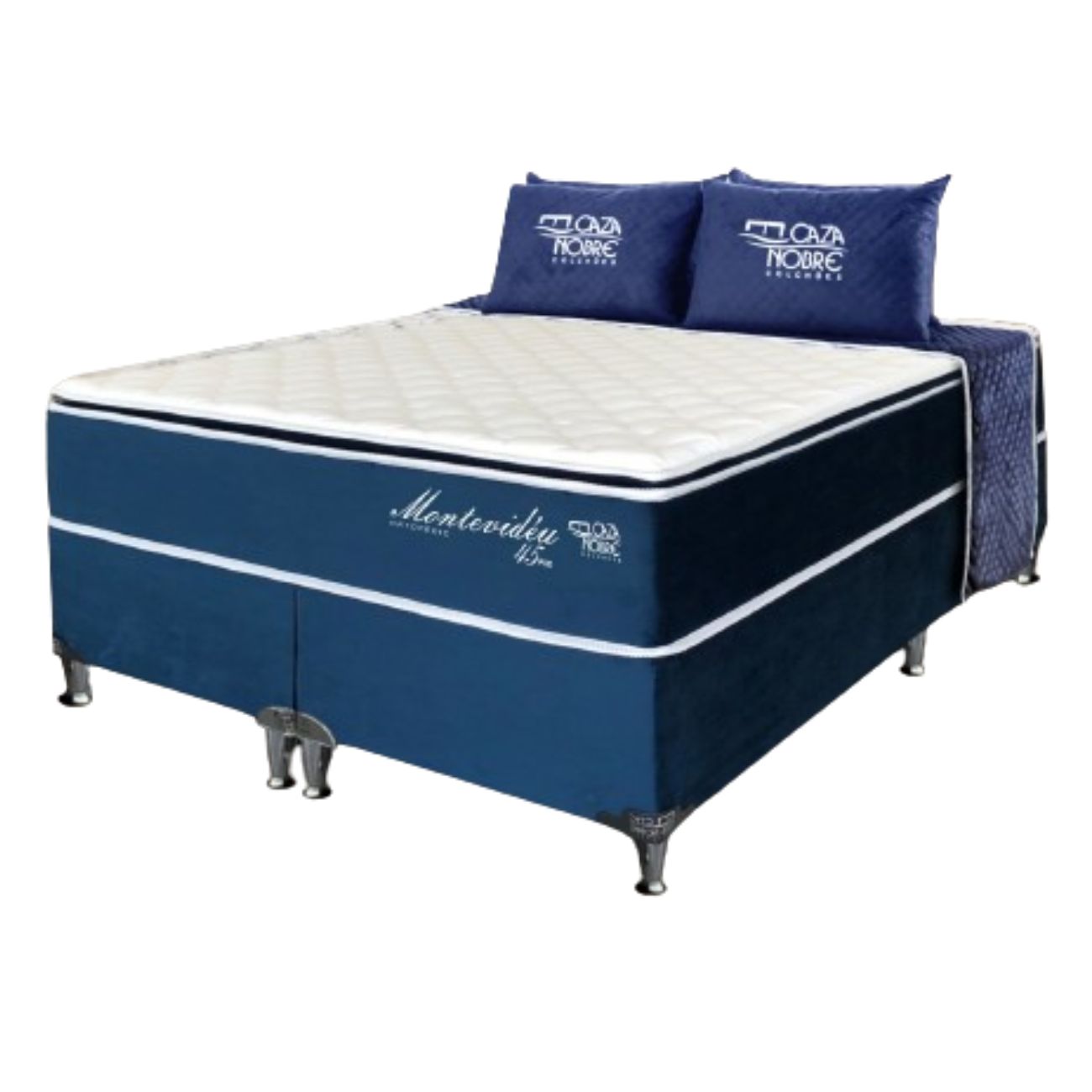 Cama Box Queen Colchão + Base Espuma D45 Montevideu Ortopédico 158x198x72 Cm Caza Nobre