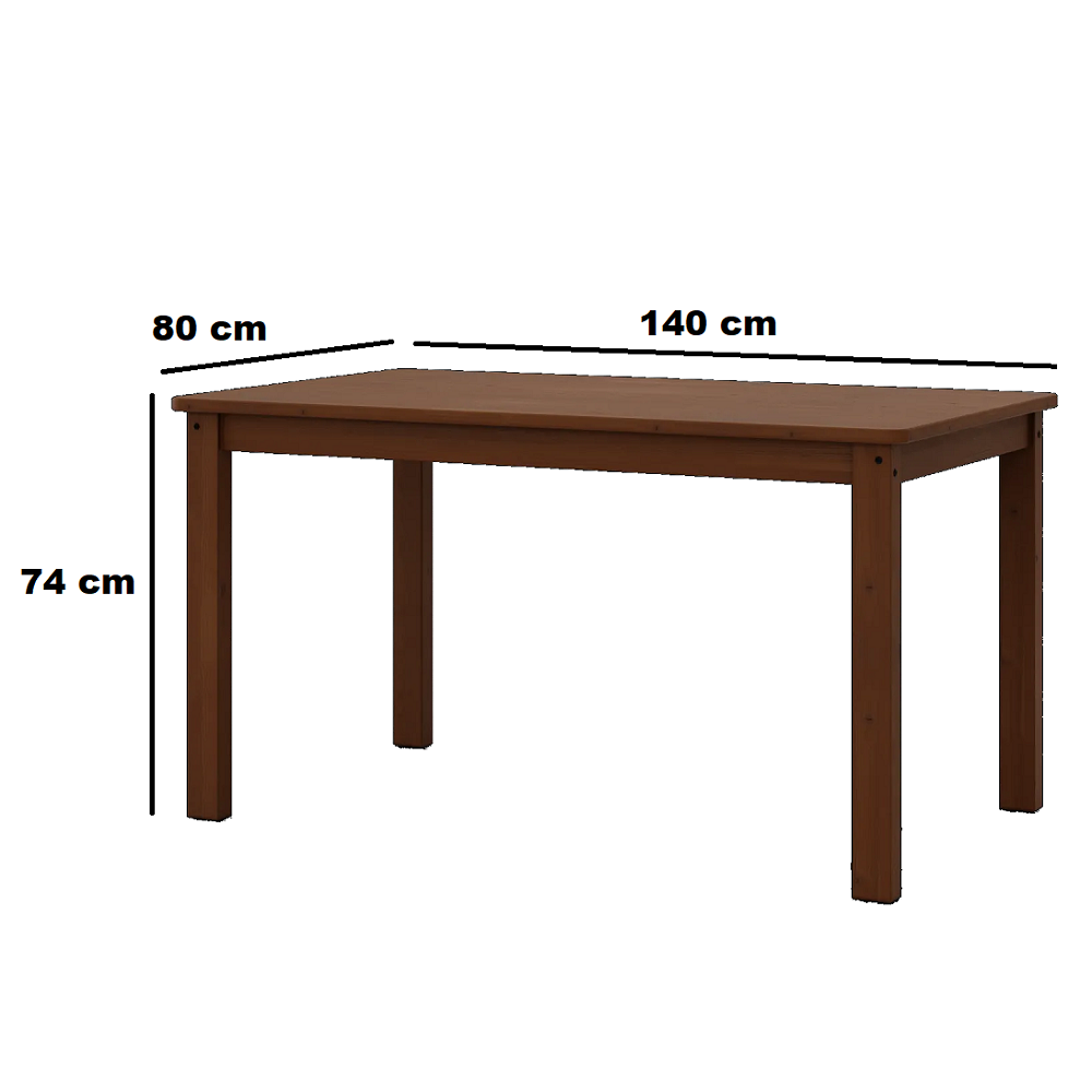 Mesa de Cozinha 6 Cadeiras Retangular Verniz / Nogueira Tabalue Bella em Madeira Maciça, , large image number 2