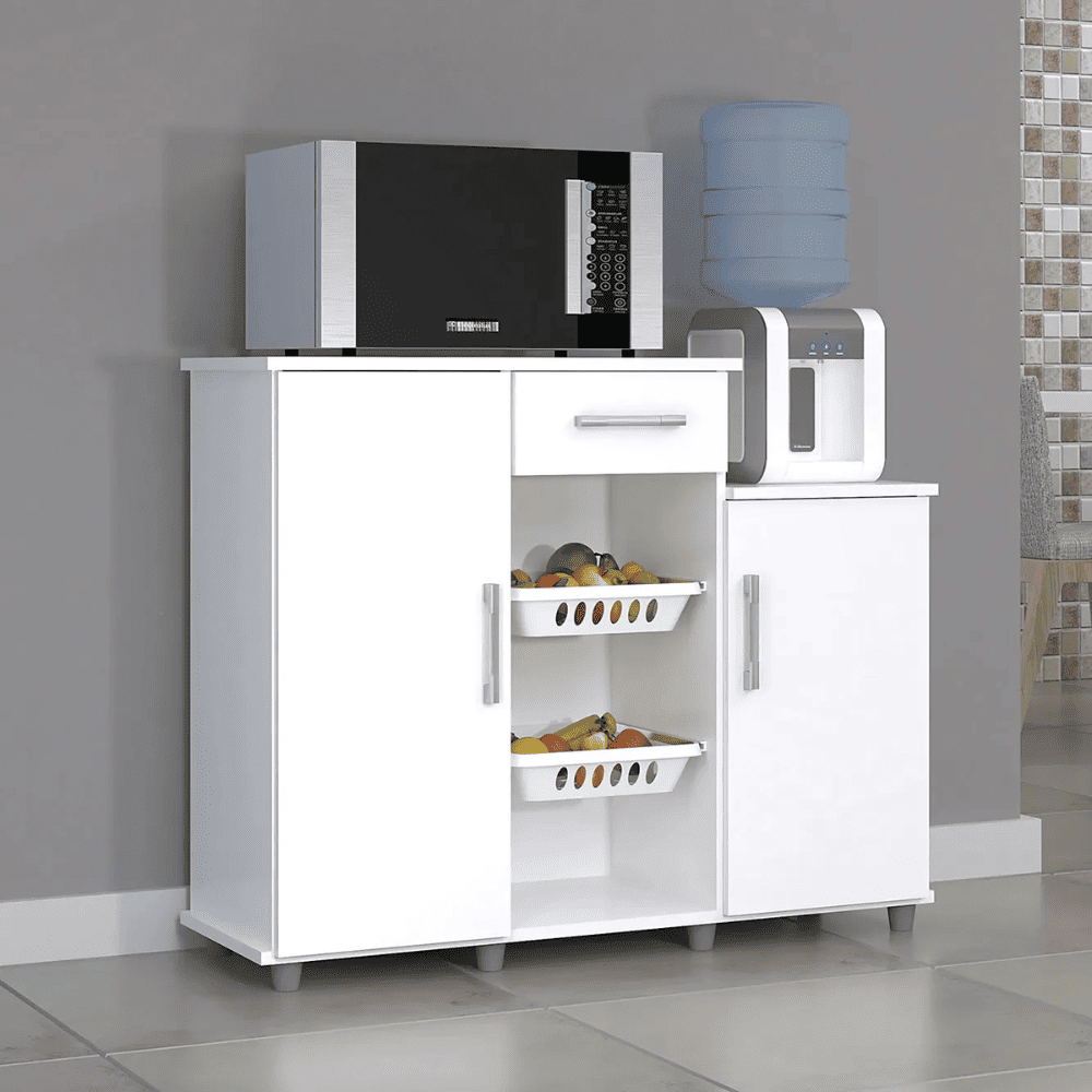 Fruteira de Ch&atilde;o para Cozinha 2 Portas 1 Gaveta Londres Magno - Branco, , large image number 1