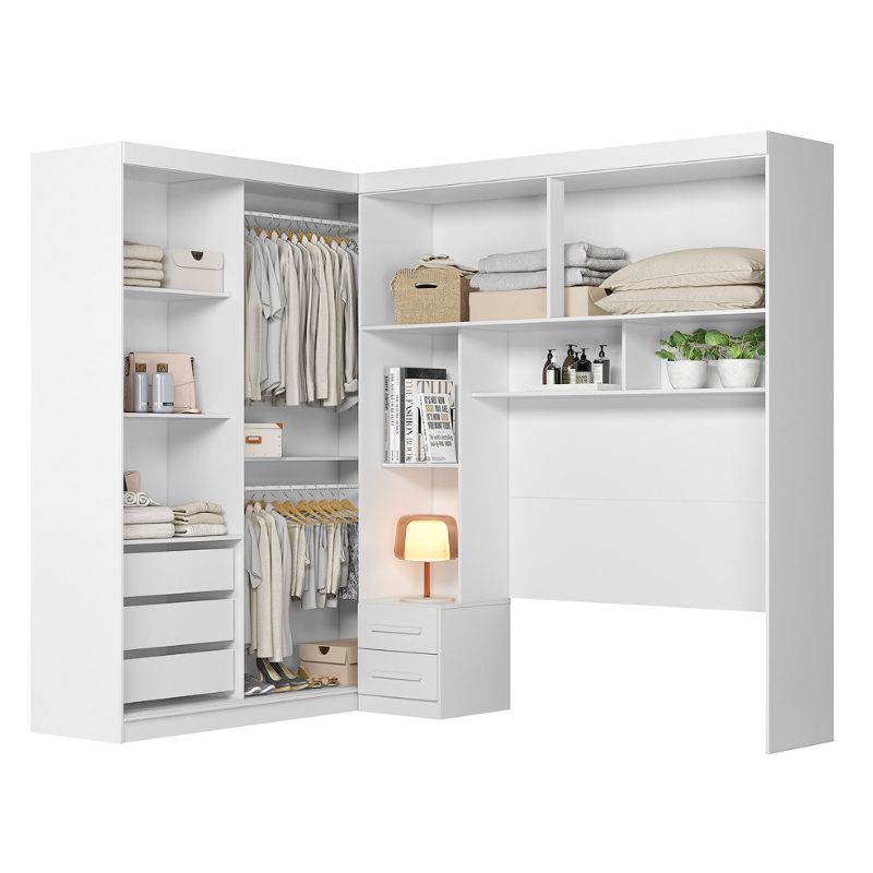 Guarda-Roupa Casal Modulado 6 Portas 5 Gavetas Branco Florença Moval, , large image number 2