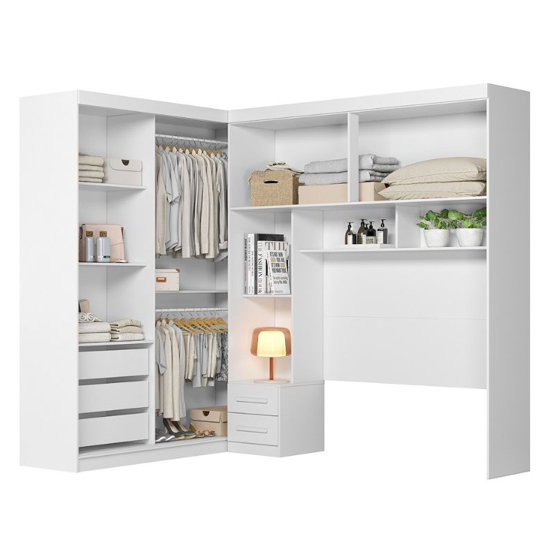 Guarda-Roupa Casal Modulado 6 Portas 5 Gavetas Branco Florença Moval, , large image number 2