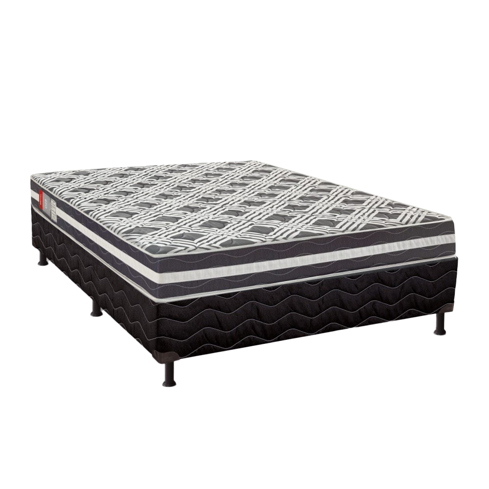 Conjunto Box Casal Base Preta e Colchão Espuma D28 Max Saúde 138x188x64 cm Reconflex
