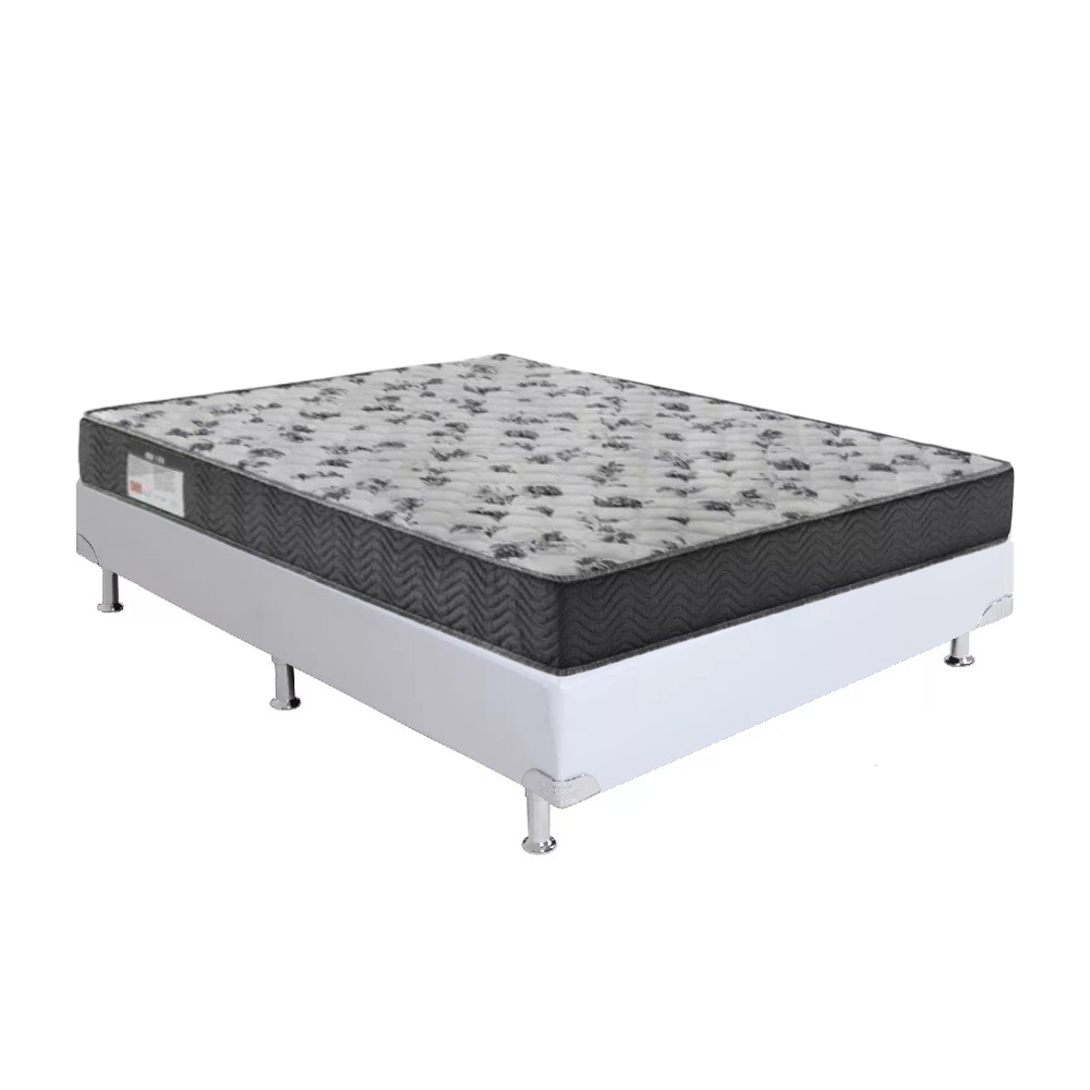 Cama Box Casal com Base Branca Ortobom e Colchao Espuma D33 ISO 100 88x188x60cm Ortobom