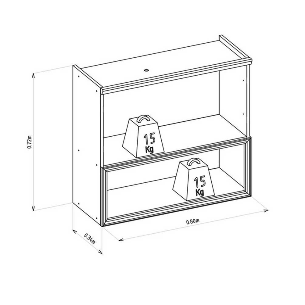 Arm&aacute;rio de Cozinha 2 Portas 80cm Linea Jequitib&aacute;/Off White Fosco - 100% MDF, , large image number 4