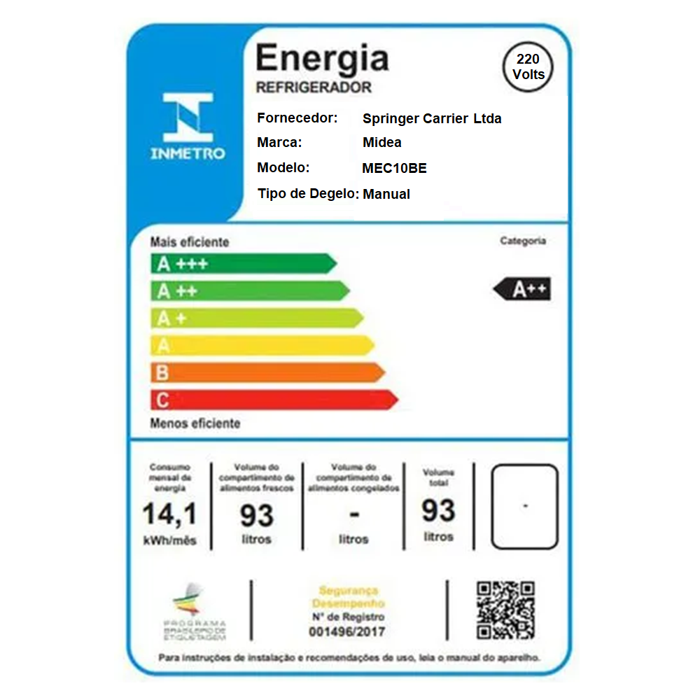 Frigobar Midea MRC10BE 93L 1 Portas Branco, , large image number 4