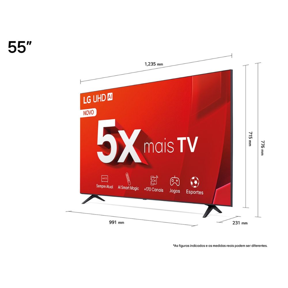 Smart TV 55" LG UHD Processador AI a5 Ger 7 HDR10 Pro webOS 24 Controle Smart Magic 55UT8050PSA, , large image number 2