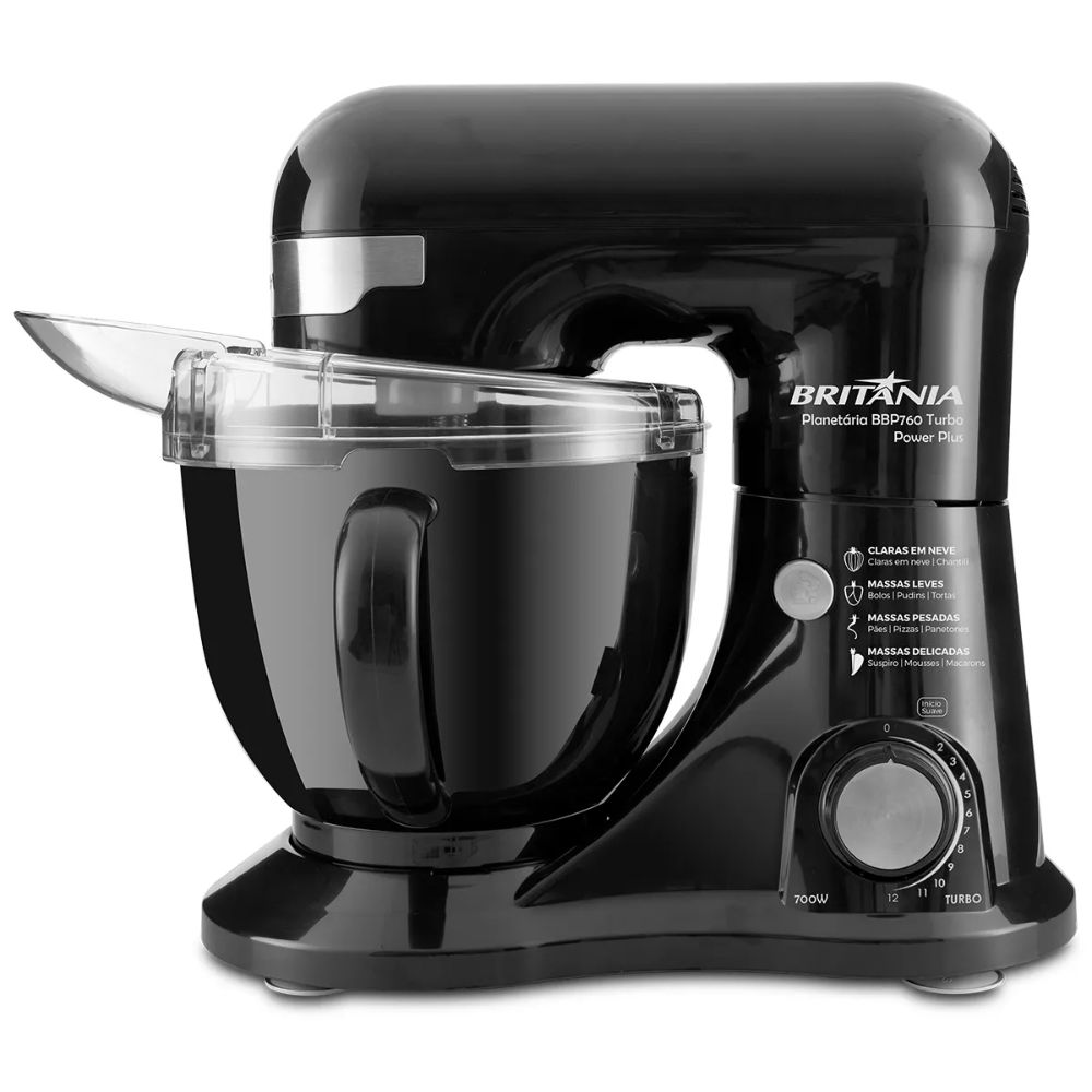 Batedeira Planetária Britânia Preta Power Plus 700W 220V BBP760P