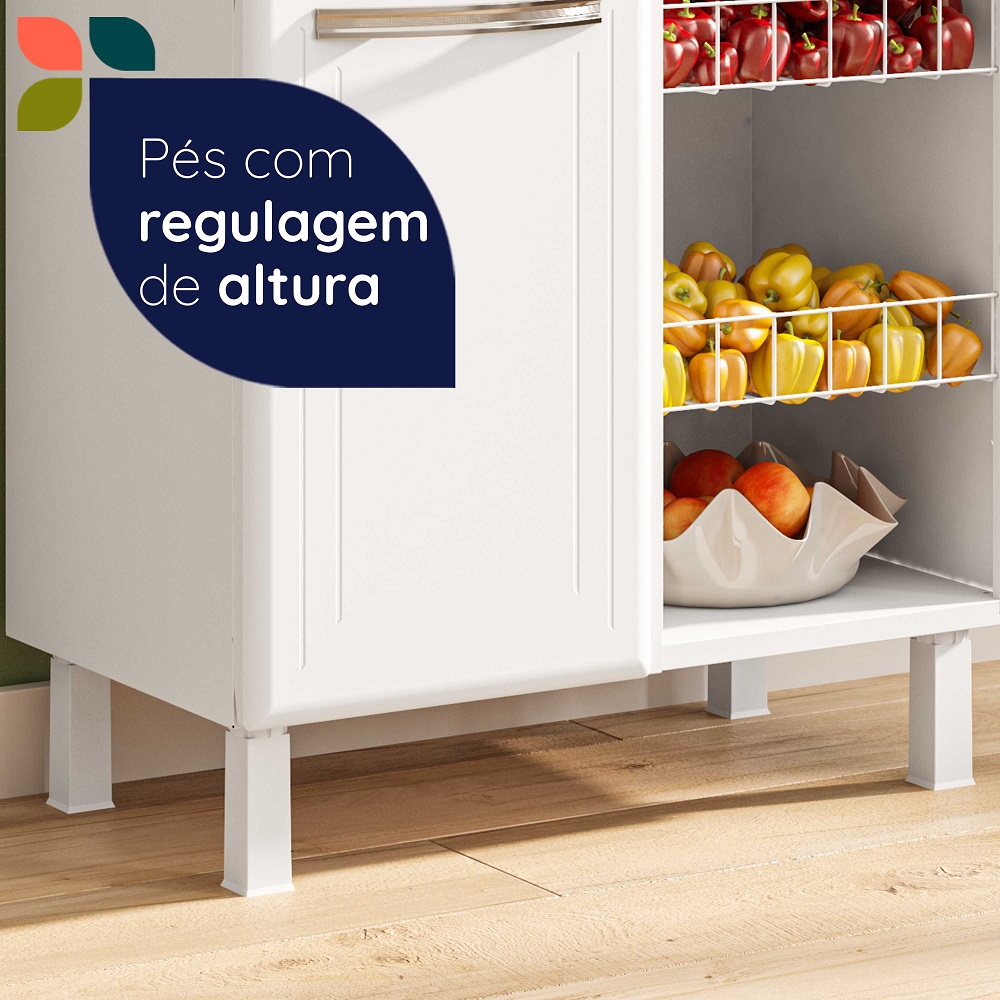 Fruteira de Chão para Cozinha 1 Porta 1 Gaveta Esmeralda Telasul Branco, , large image number 6