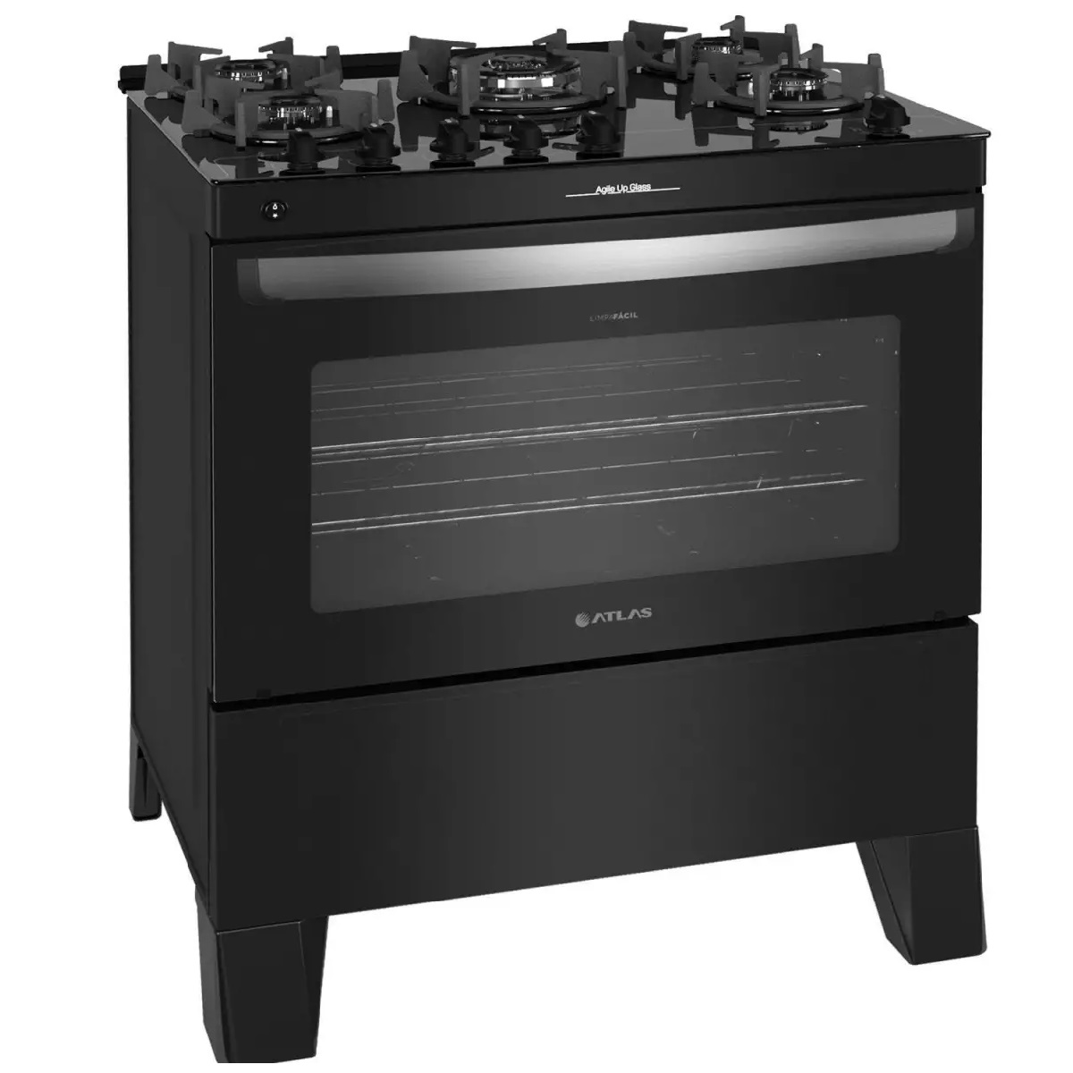 Fogão 5 Bocas Atlas Mesa de Vidro e Acendimento Automático Preto 220V Agile Up Glass, , large image number 0