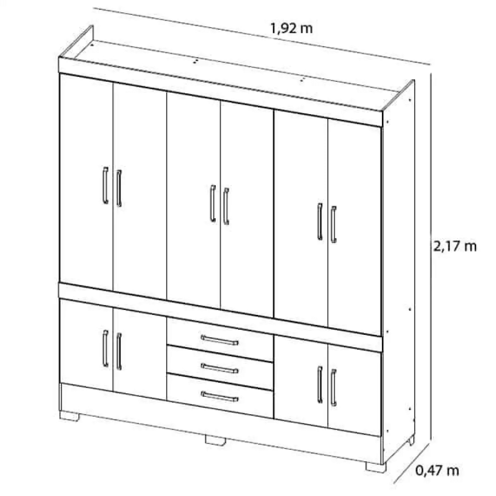 Guarda-Roupa Casal 10 Portas 3 Gavetas Amendola/Off White Demóbile New Murano, OffWhite, large image number 5