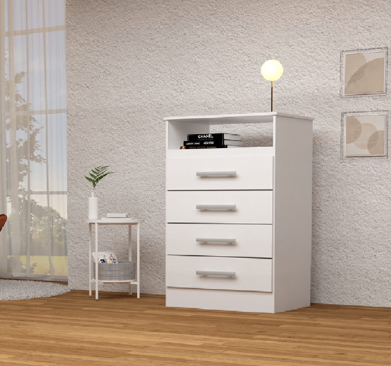 Cômoda 4 Gavetas ACP Jéssica em MDF , Branco, large image number 1
