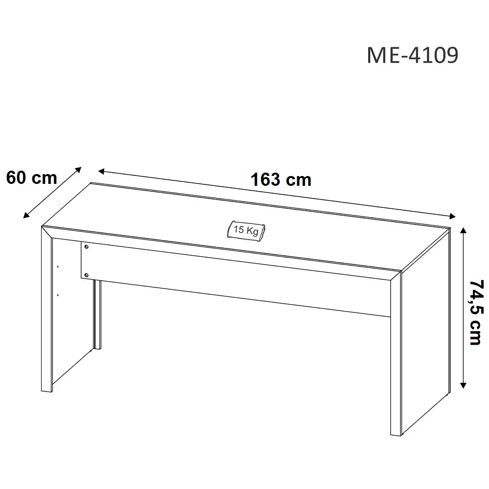 Mesa de Escrit&oacute;rio Tecnom&oacute;bili 163x60 cm Office ME4109 Branca, , large image number 2