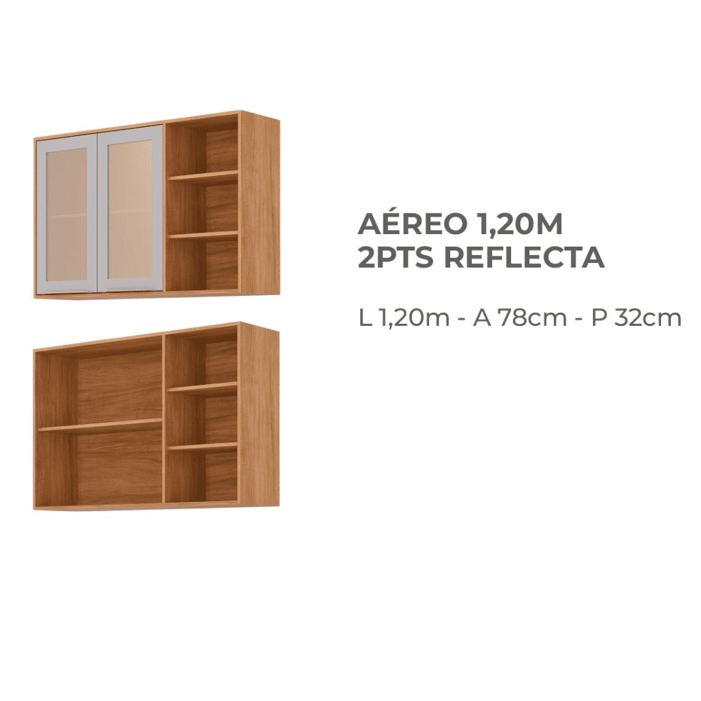 Cozinha Completa 3 pe&ccedil;as 7 Portas 6 Prateleiras Cinamomo/off White MGM Brilhante - 100% MDF, , large image number 4