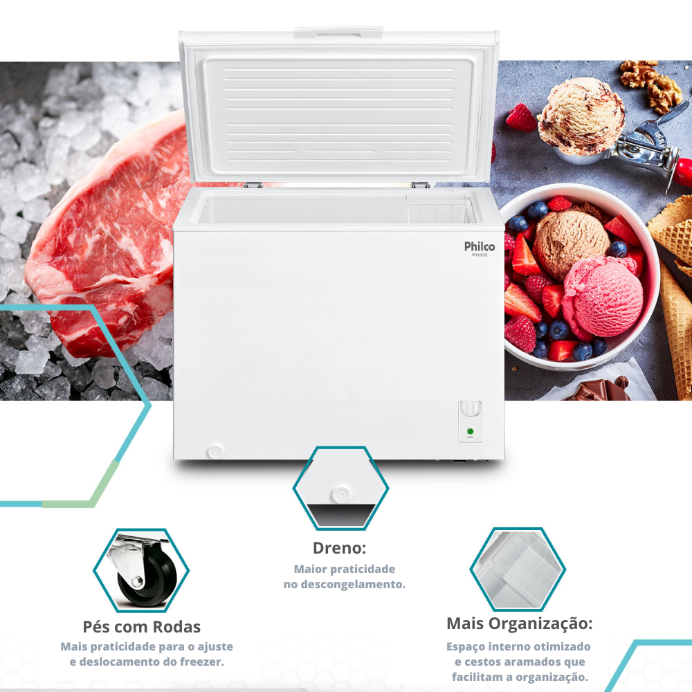 Freezer Horizontal Philco 1 Porta 199L 220V PFH205B Branco, , large image number 2