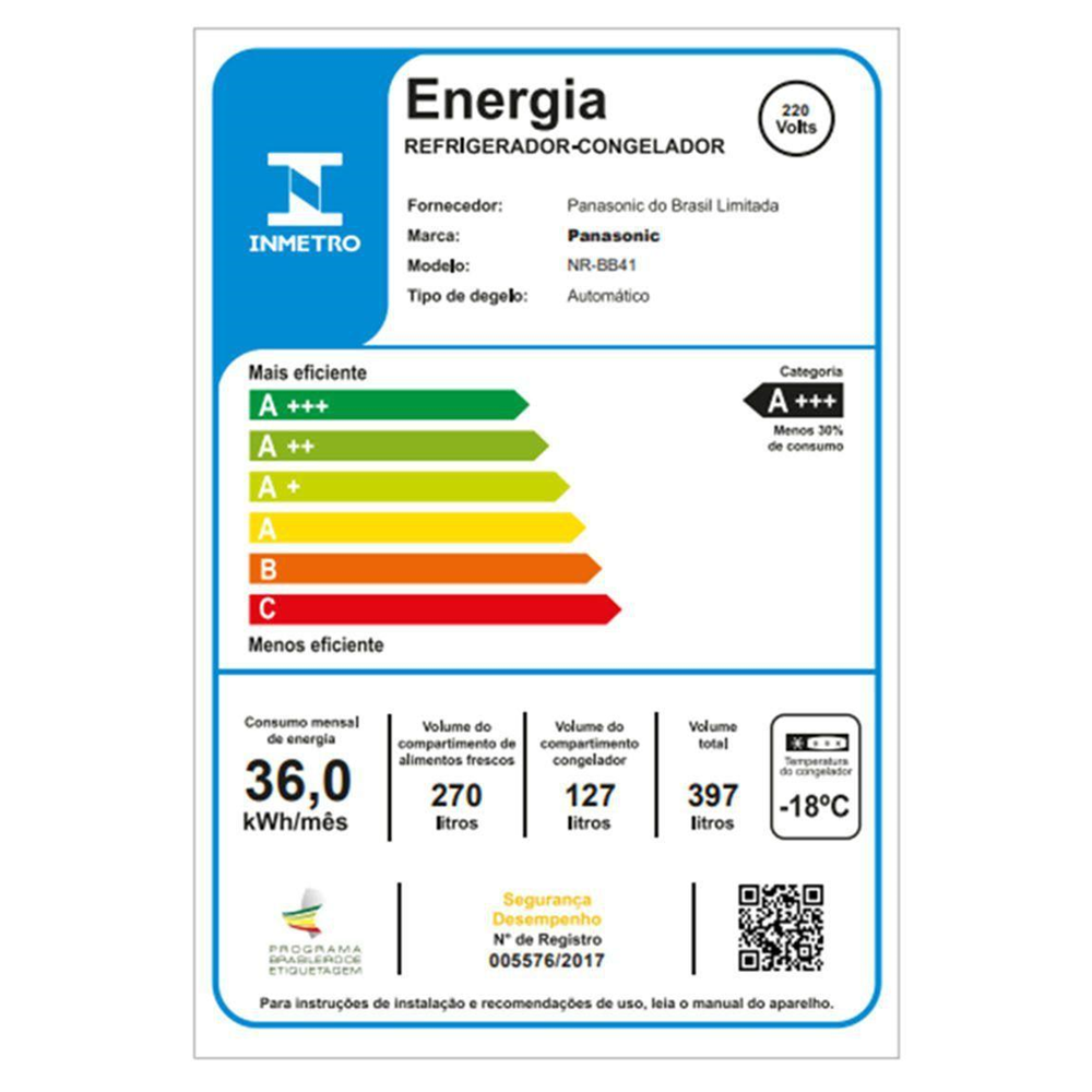 Geladeira Frost Free Panasonic Inverse 2 Portas Preta 397L 220V BB41GV1BB , , large image number 6