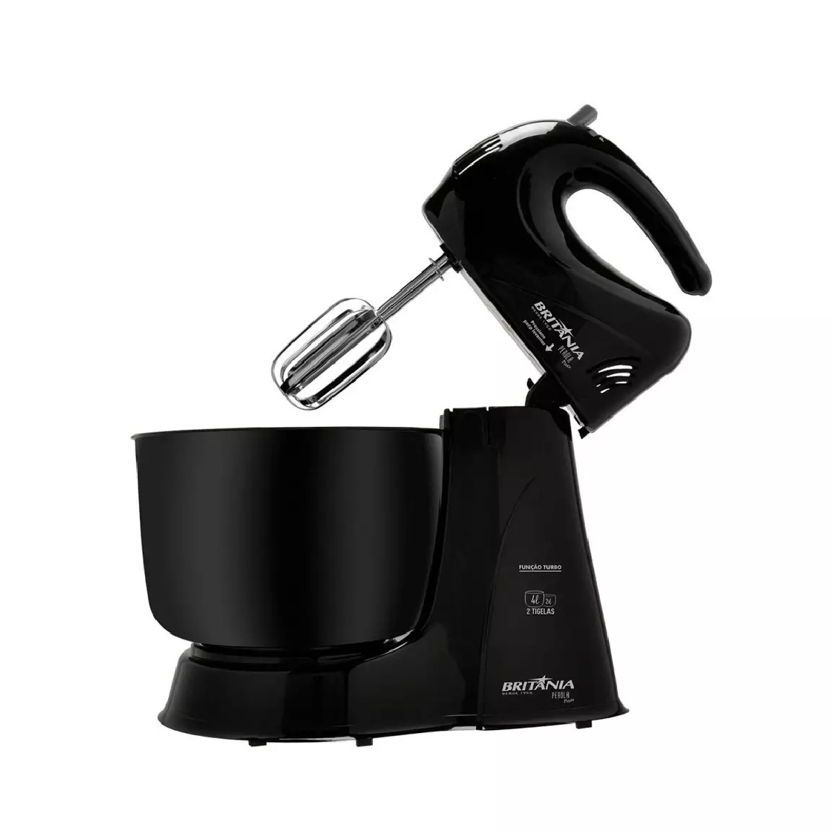 Batedeira Britânia Preta Portátil 2 Tigelas 400W 220V Perola Max, , large image number 0