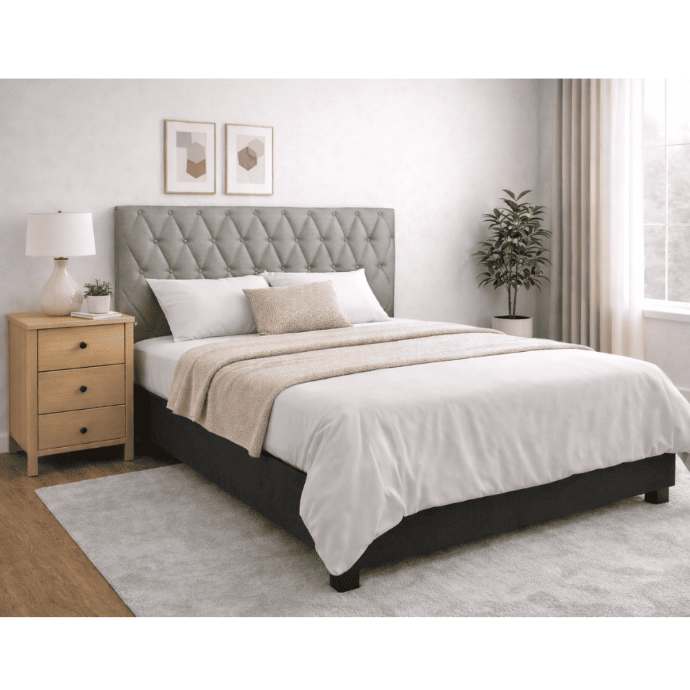 Cabeceira de Casal Estofada 140 cm Veludo Champanhe Ortomagic Excellence, , large image number 1