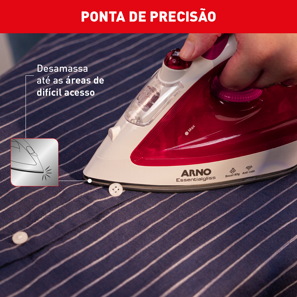 Ferro de Passar Roupa a Vapor Arno 220V Essentialgliss FMQ FV1051B2 Rosa, , large image number 5
