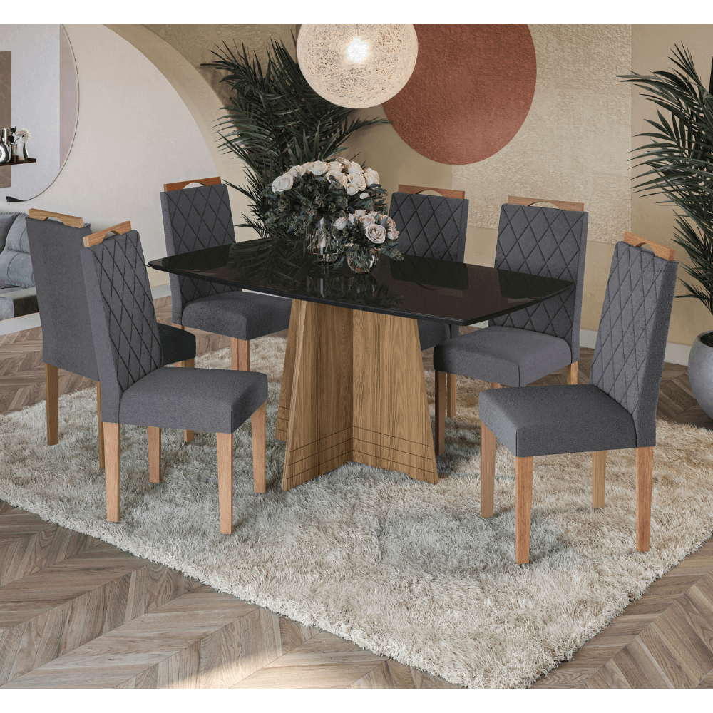 Conjunto de Mesa de Sala de Jantar 6 Cadeiras Retangular 170x90 Kappesberg BA25N 1512EA, , large image number 1