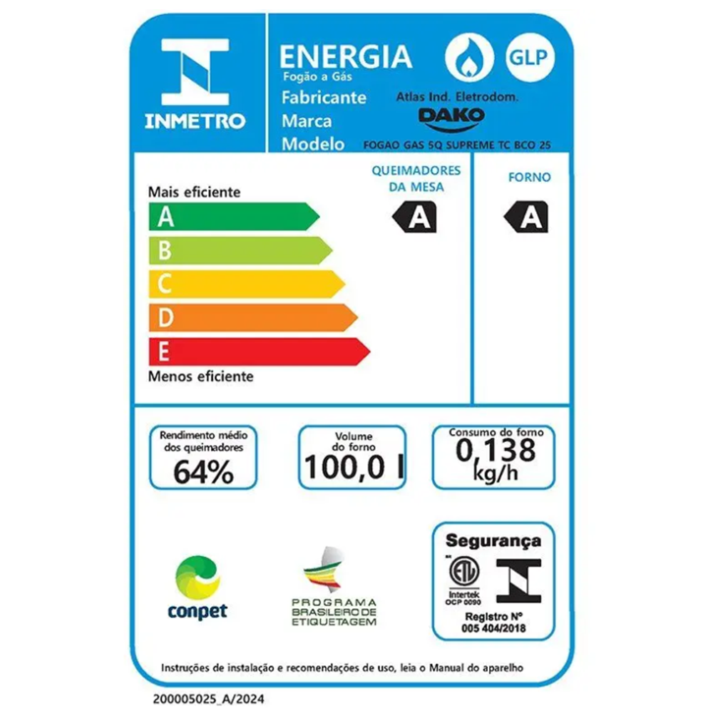 Fog&atilde;o 5 Bocas Dako Mesa Inox Branco 220V Supreme, , large image number 8