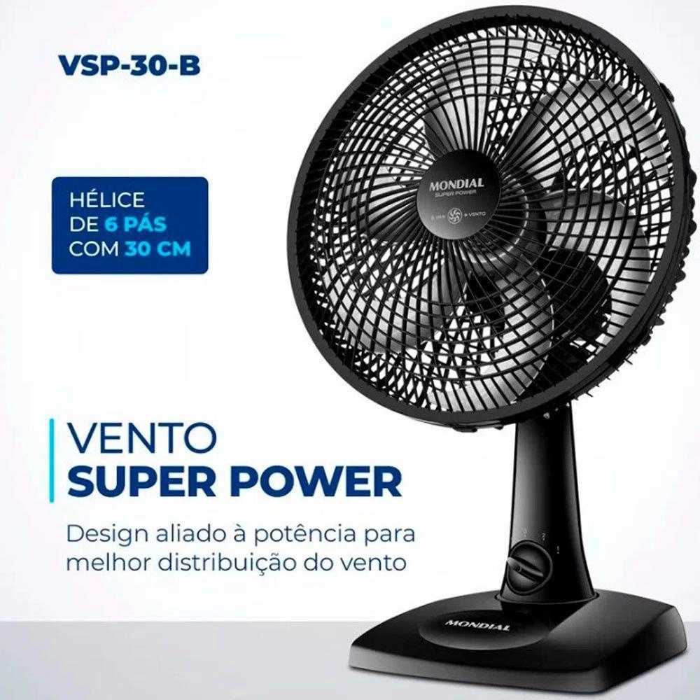 Ventilador de Mesa Mondial 30cm 6 Pás 220V Super Power VSP30B, Preto, large image number 3