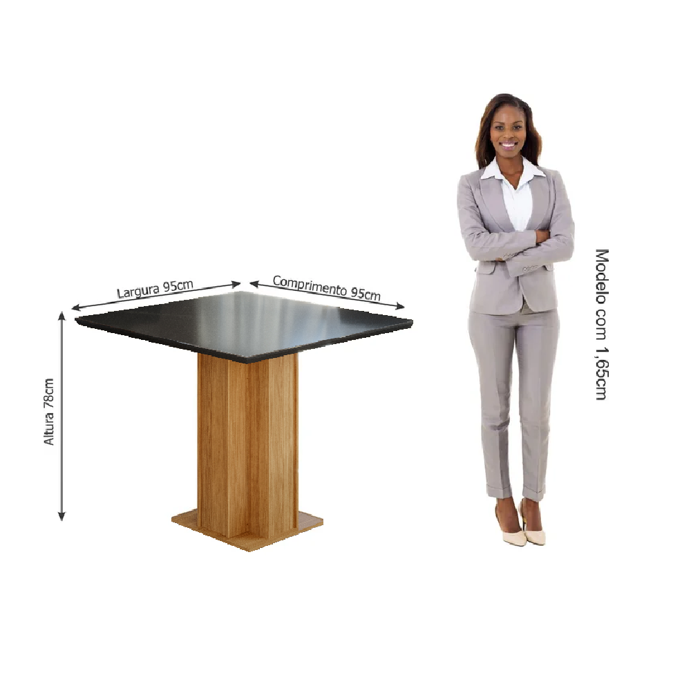 Mesa de Jantar 4 Cadeiras Quadrada 95x95 cm Cimol Sophia 100% MDF, , large image number 4
